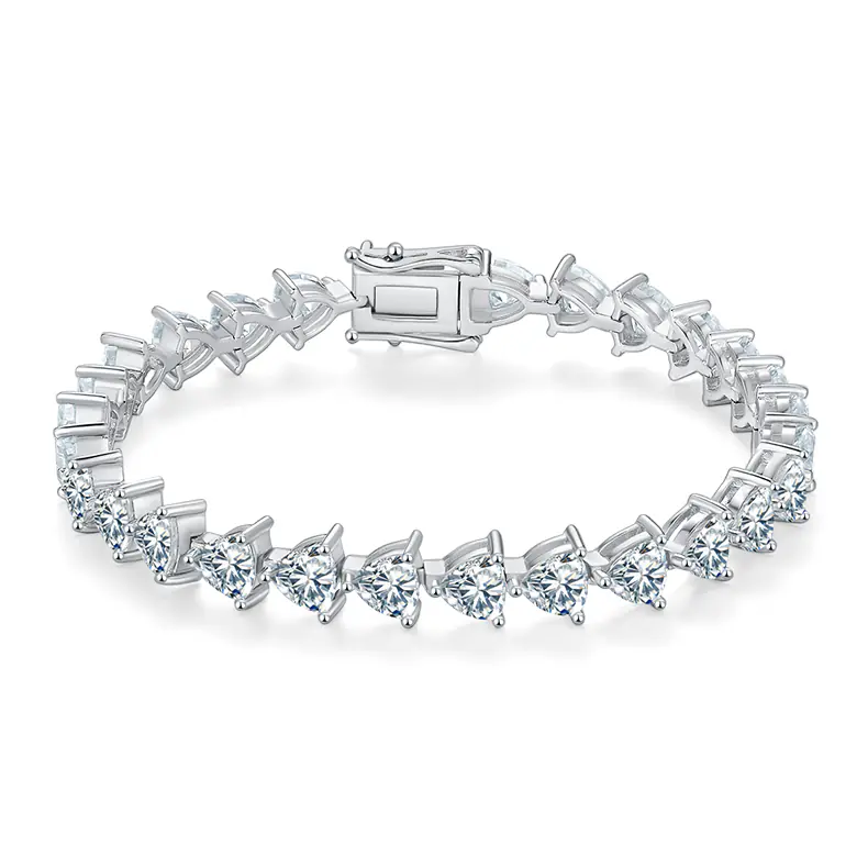 0.5 Carat Trilliant Cut Moissanite Bracelet Chain White Gold