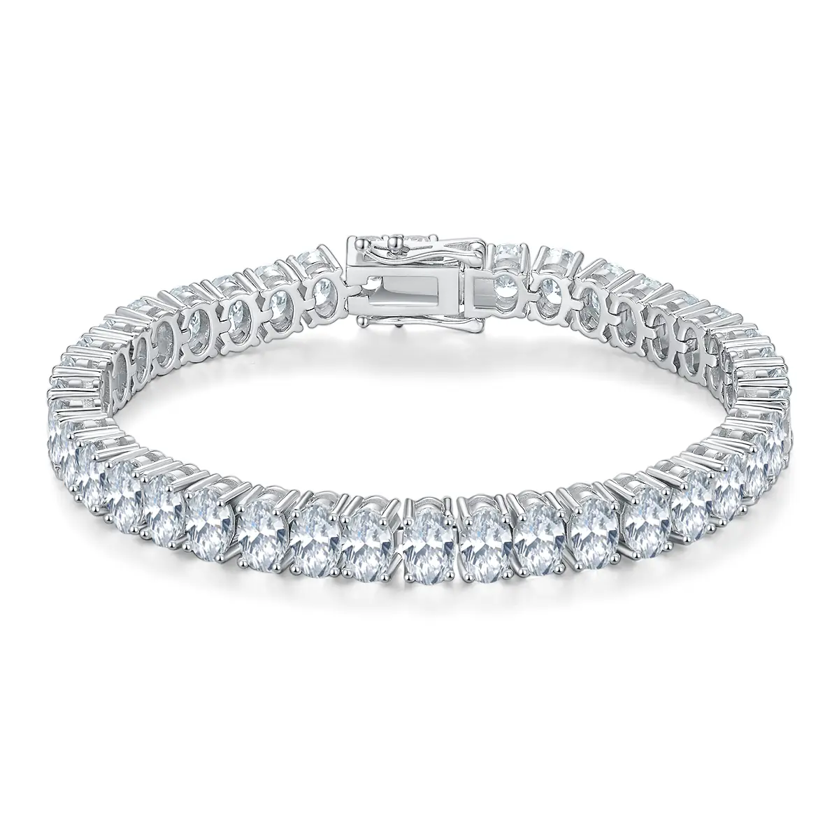 0.5 Carat Oval Cut Prong Setting Moissanite Tennis Bracelet White Gold