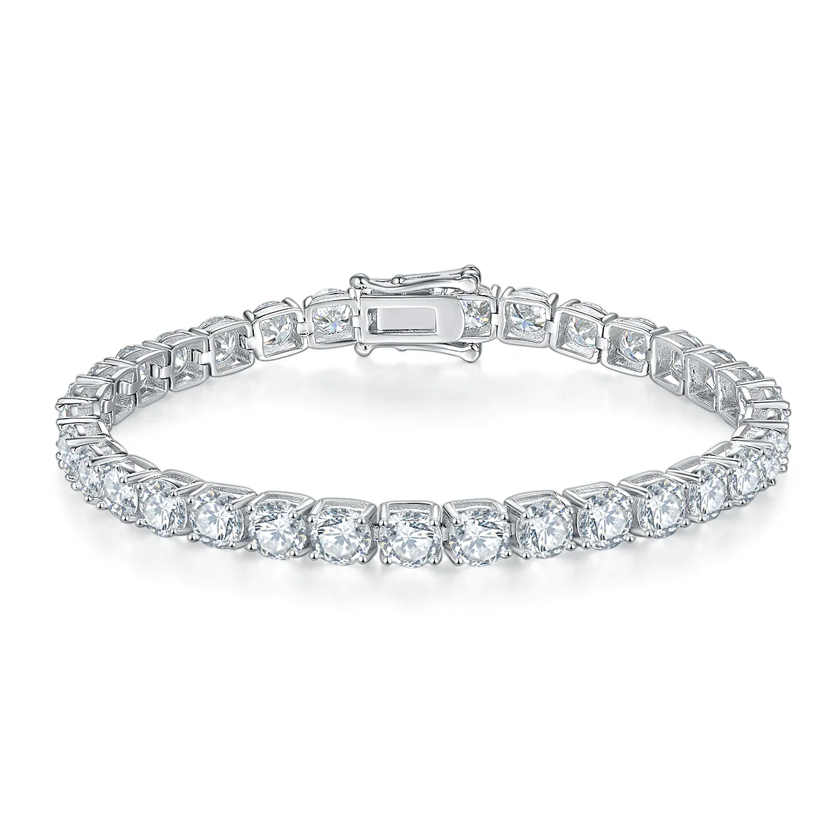 3MM D Color Moissanite Silver Tennis Bracelet White Gold