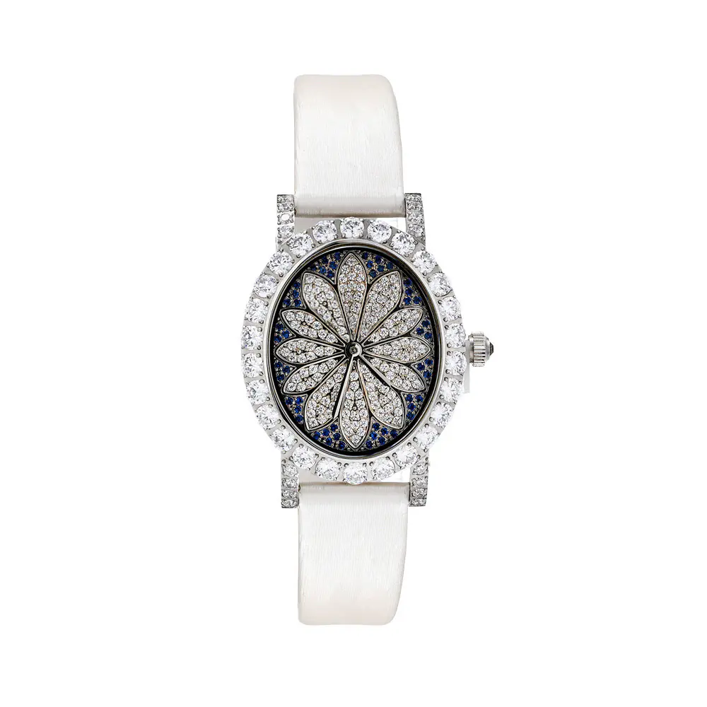 Stainless Steel Oval dial With Leather Strap Quartz Watch White