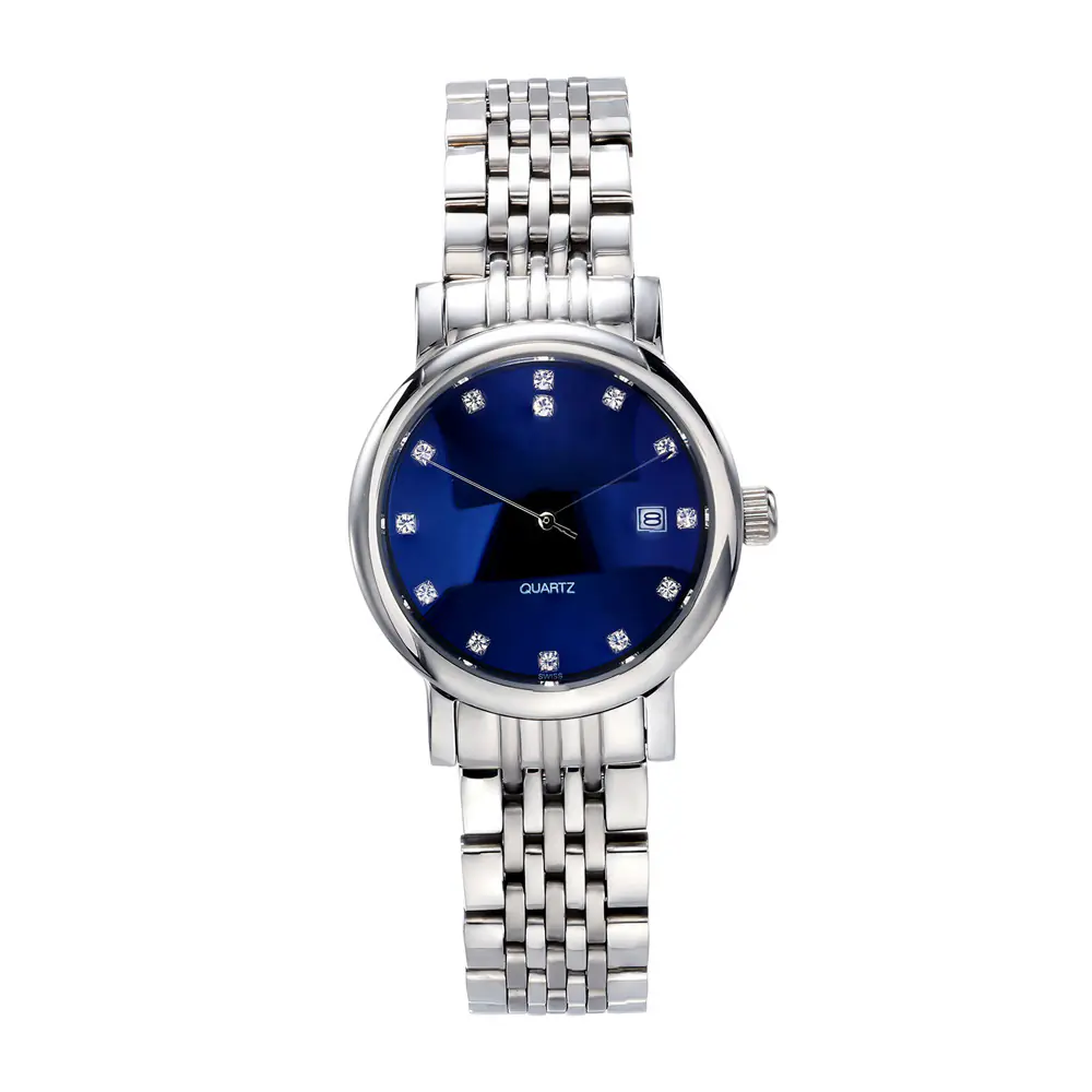 Stainless Steel Blue Round dial With Metal Strap Quartz watch