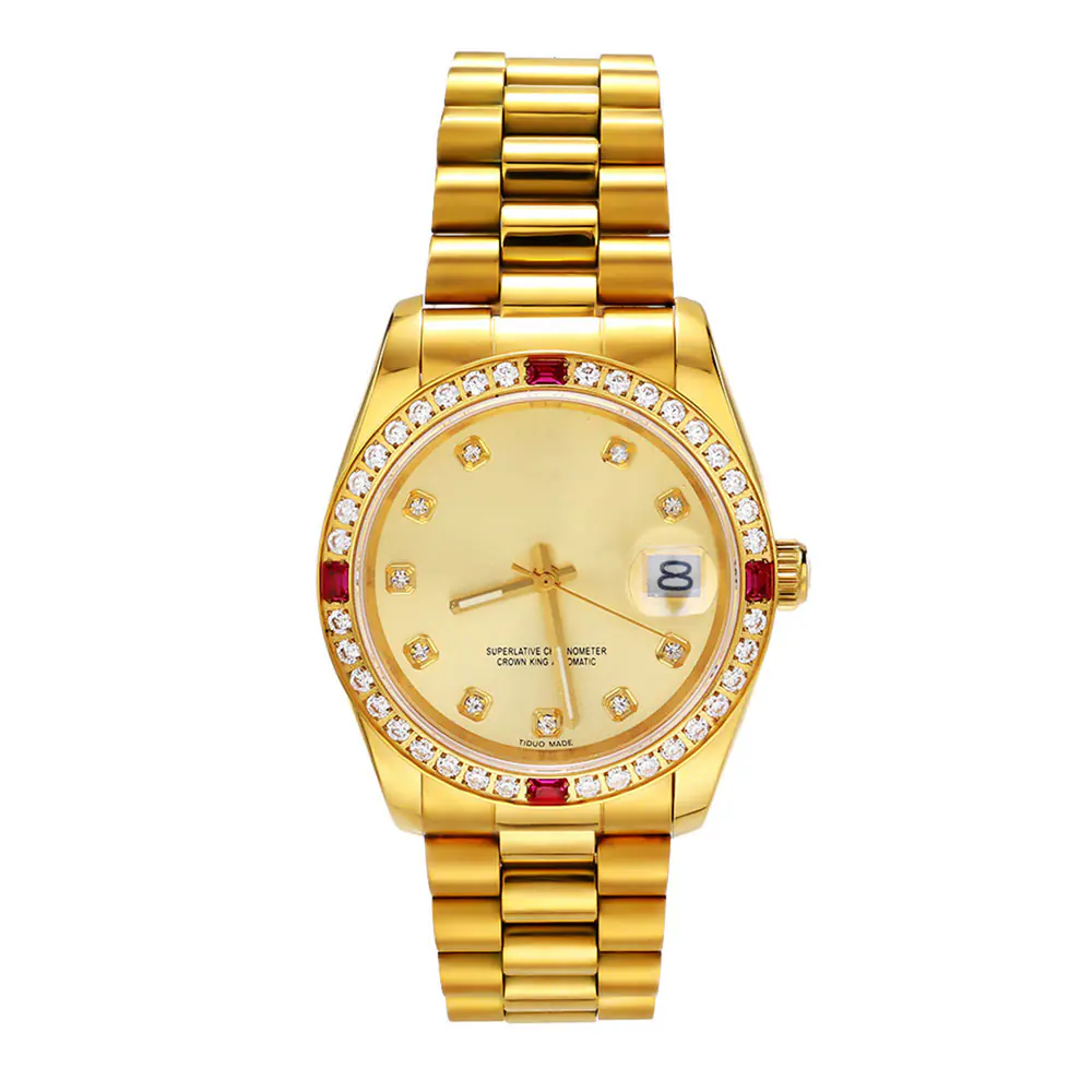 Stainless Steel Gold Round dial With Metal Strap Mechanical watch