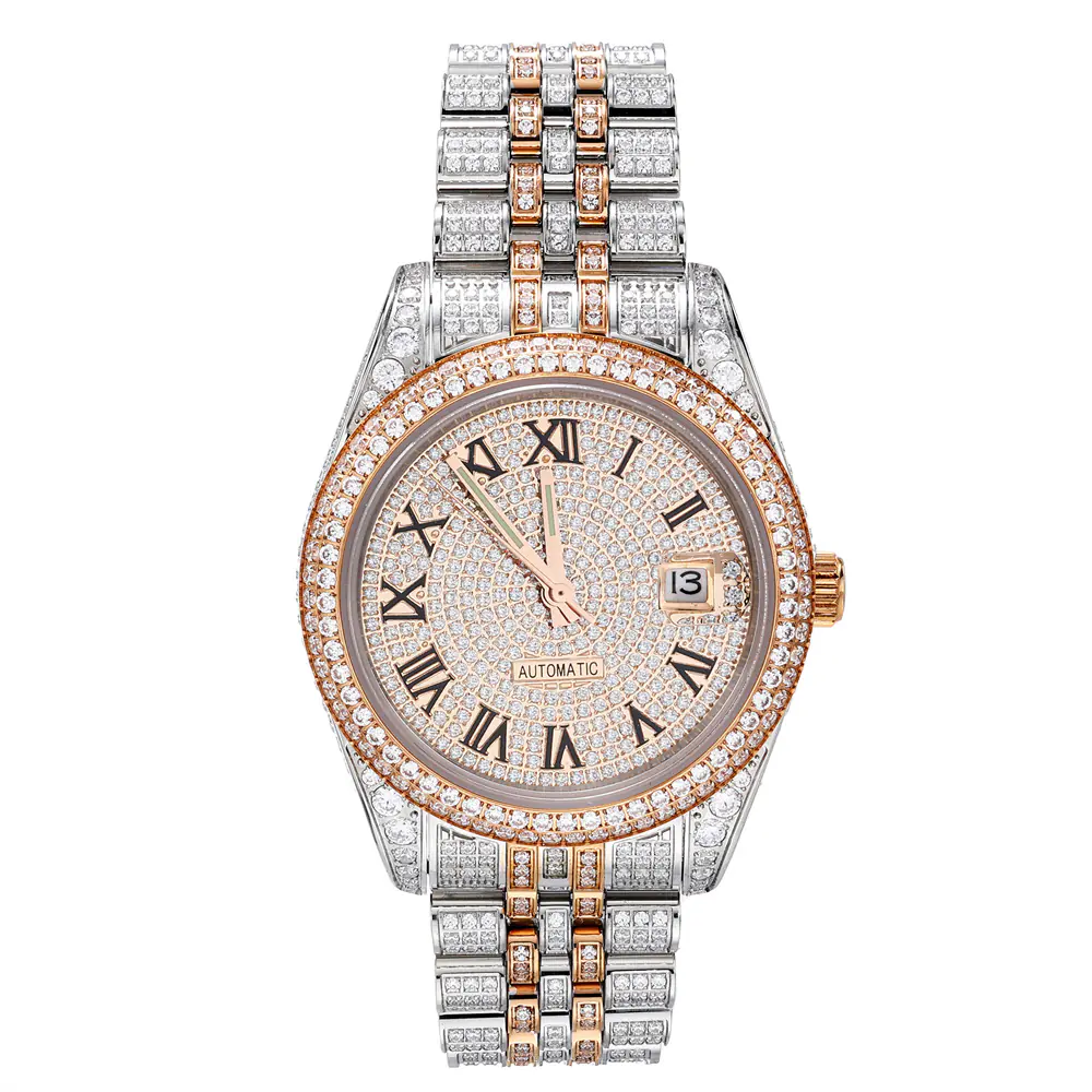 Round dial With Metal Strap Mechanical Watch Stainless Steel Rose Gold