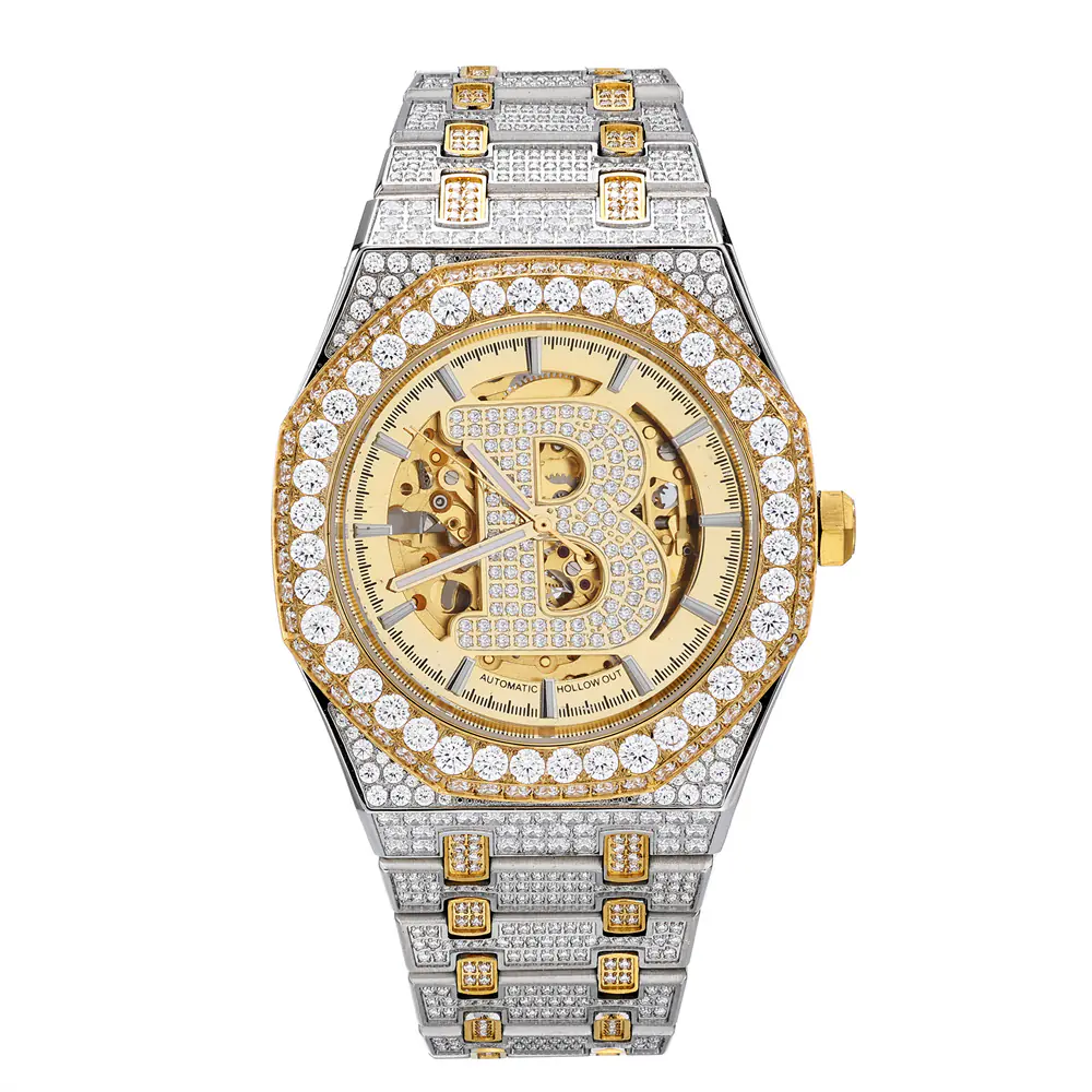 Stainless Steel Octagonal Dial With Metal Strap Mechanical Watch